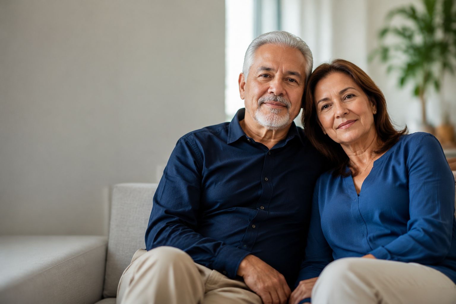 Casal maduro em ambiente residencial